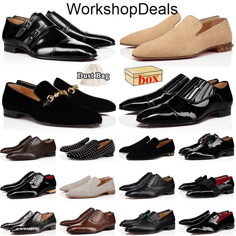 Designer Luxury Red Bottoms Loafers Mens Dress Shoes Classic Pointed Toe Black Suede Patent Lea christian louboutinshoes women louboutinheels louboutinlies EBZ6