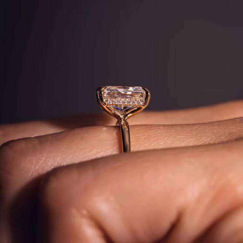 Custom 1CT Radiant Cut Engagement Ring IGI Certified Diamond Rings 14K Rose Gold Lab Grown Diamond Ring