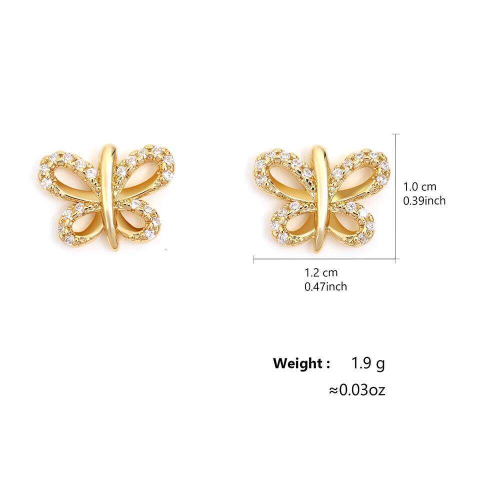 ZAKOL Exquisite Simple Cubic Zirconia Butterfly Stud Earrings for Women Girls Korean Fashion Everyday Ear Accessories