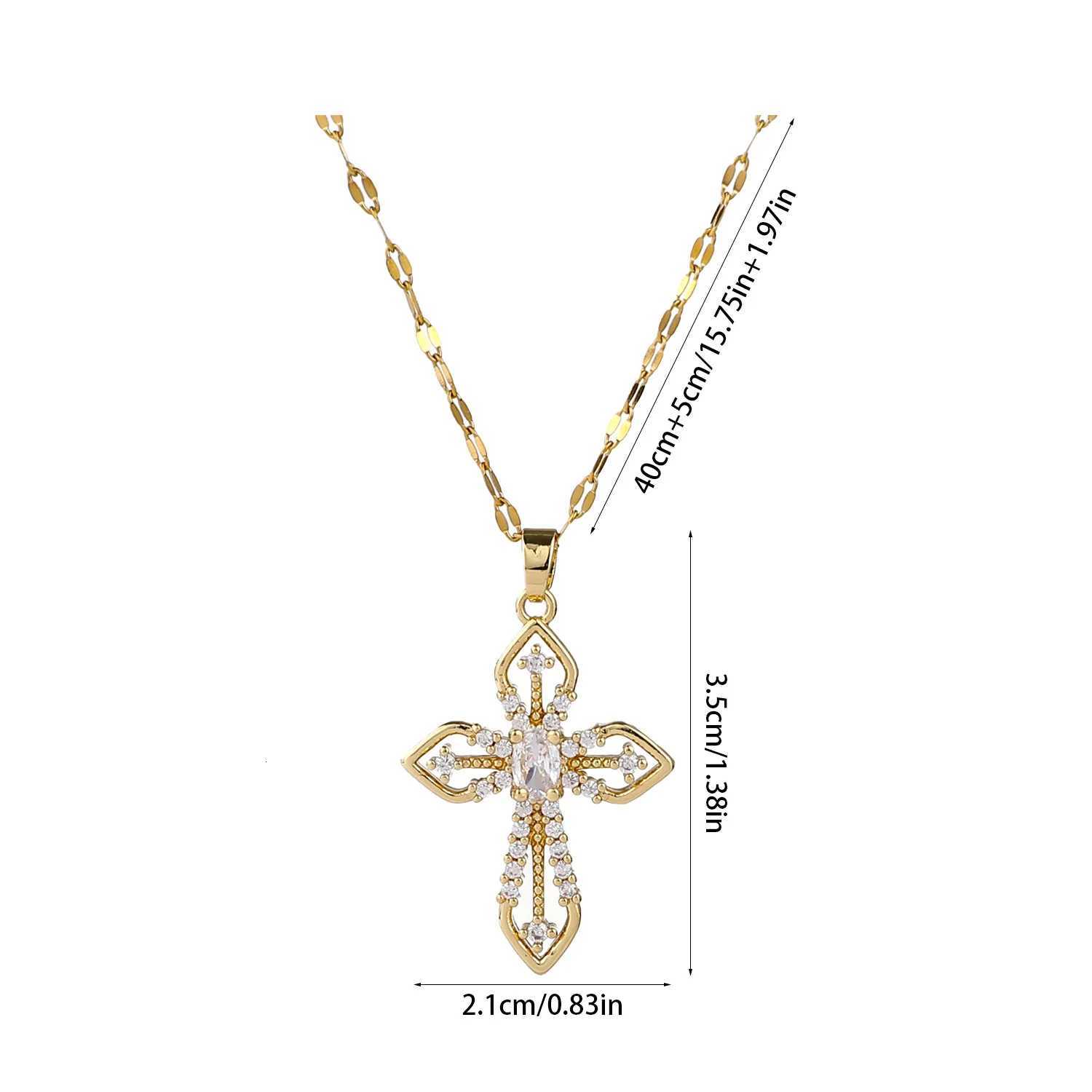 Womens Vintage Cross Necklace Light Luxury Temperament Stainless Steel Versatile Collarbone Chain Jewelry Y251227