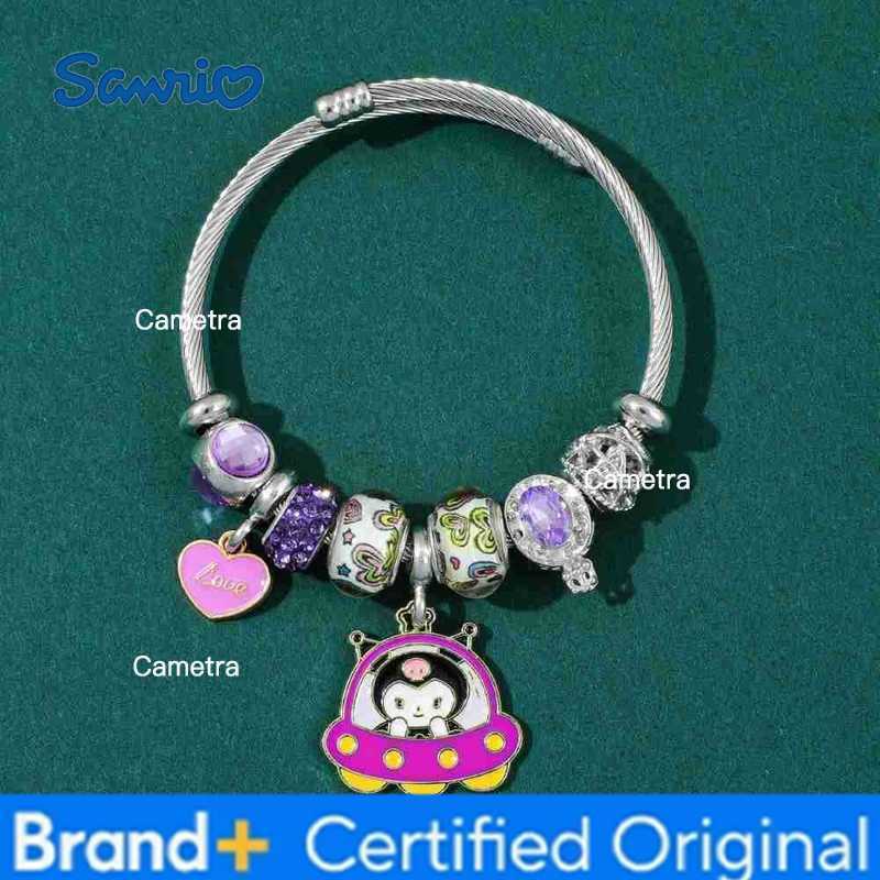 Sanrio Kawaii Jewelry Kuromi Spaceship Charm Beaded Bracelet Trendy Anime Fashion Gifts H251229