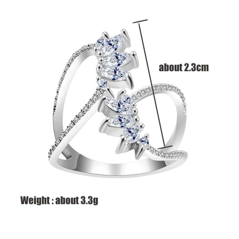 ZAKOL Cute White Geometric Zirconia Leaf Open Adjustable Rings for Women Party Jewelry 2023 New