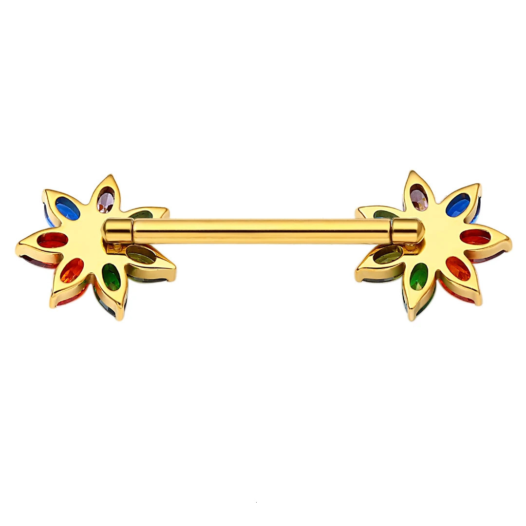 Unique Flower Threadless Push Pin Nipple Ring With 5A Zircon 36 Sexy Piercing Eternal Metal Tcs30520 251224