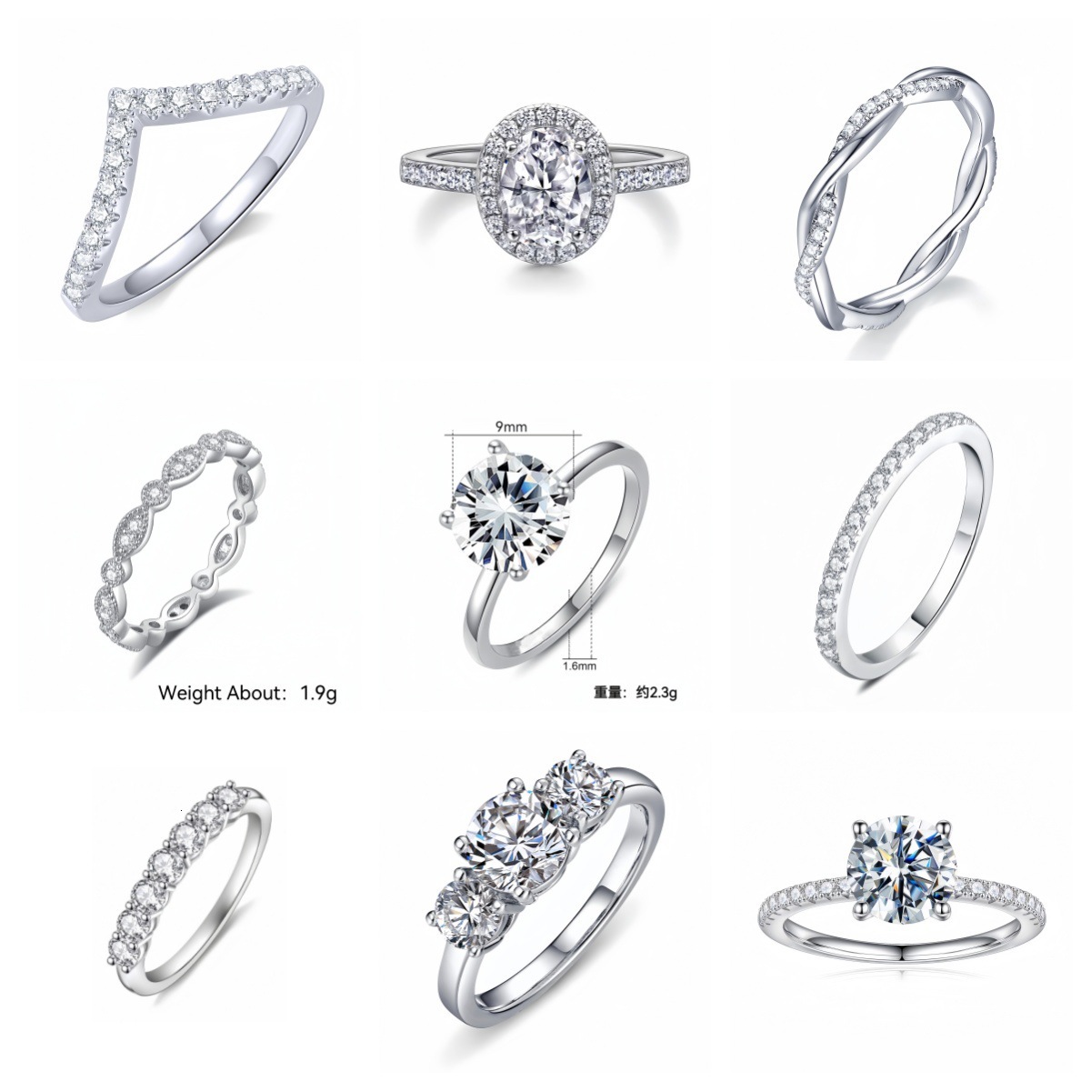 Luxury Brand Designer Jewelry Tiktok Hot-Selling Internet Celebrity Live Classic Diamond Ring Three Lives Three Worlds Couple Rings Twist Rope Zircon 