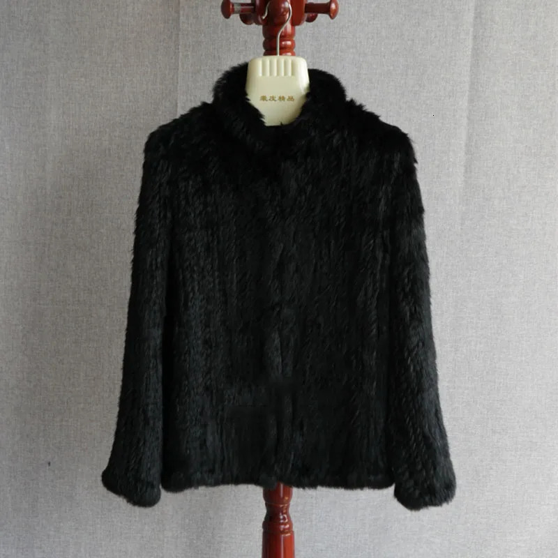 Women Winter Real Rabbit Fur Knitted Coat Female Casual Long Sleeve Genuine Jacket Warm Thick Outwear Femme 251210