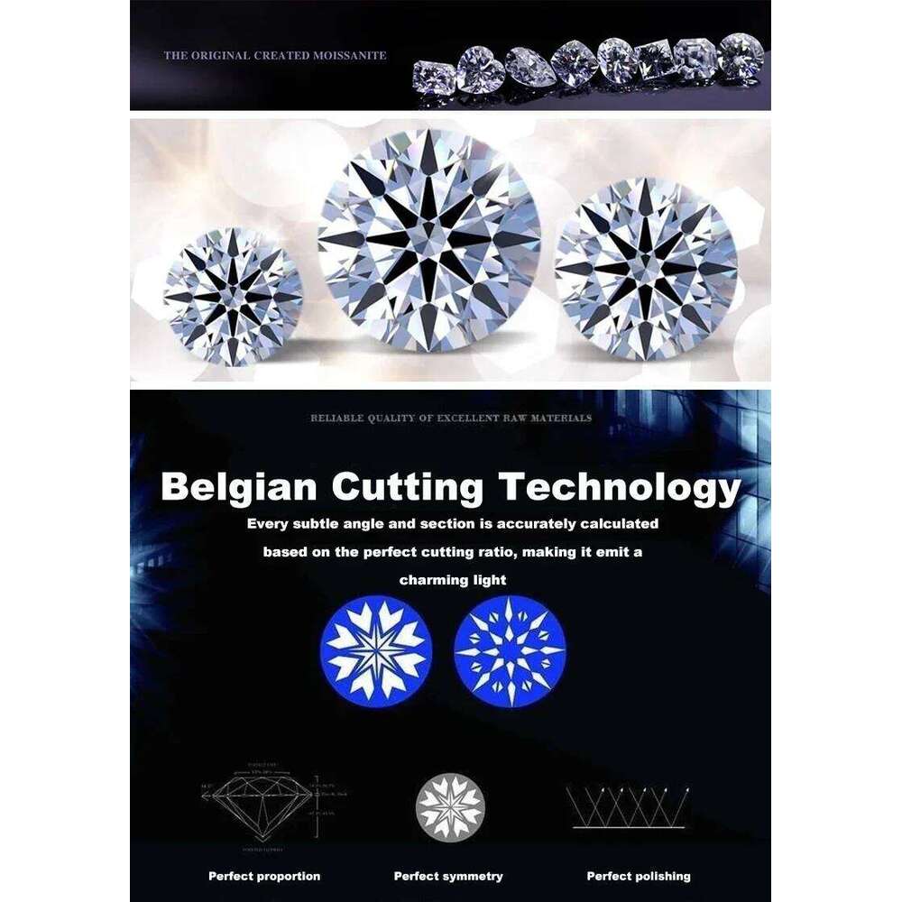 Classical Women's 925 Sterling Silver Ring With Real Moissanite 1ct 6.5mm D Color Round Shaped Luxury Wedding fine Jewelry gift 8ec