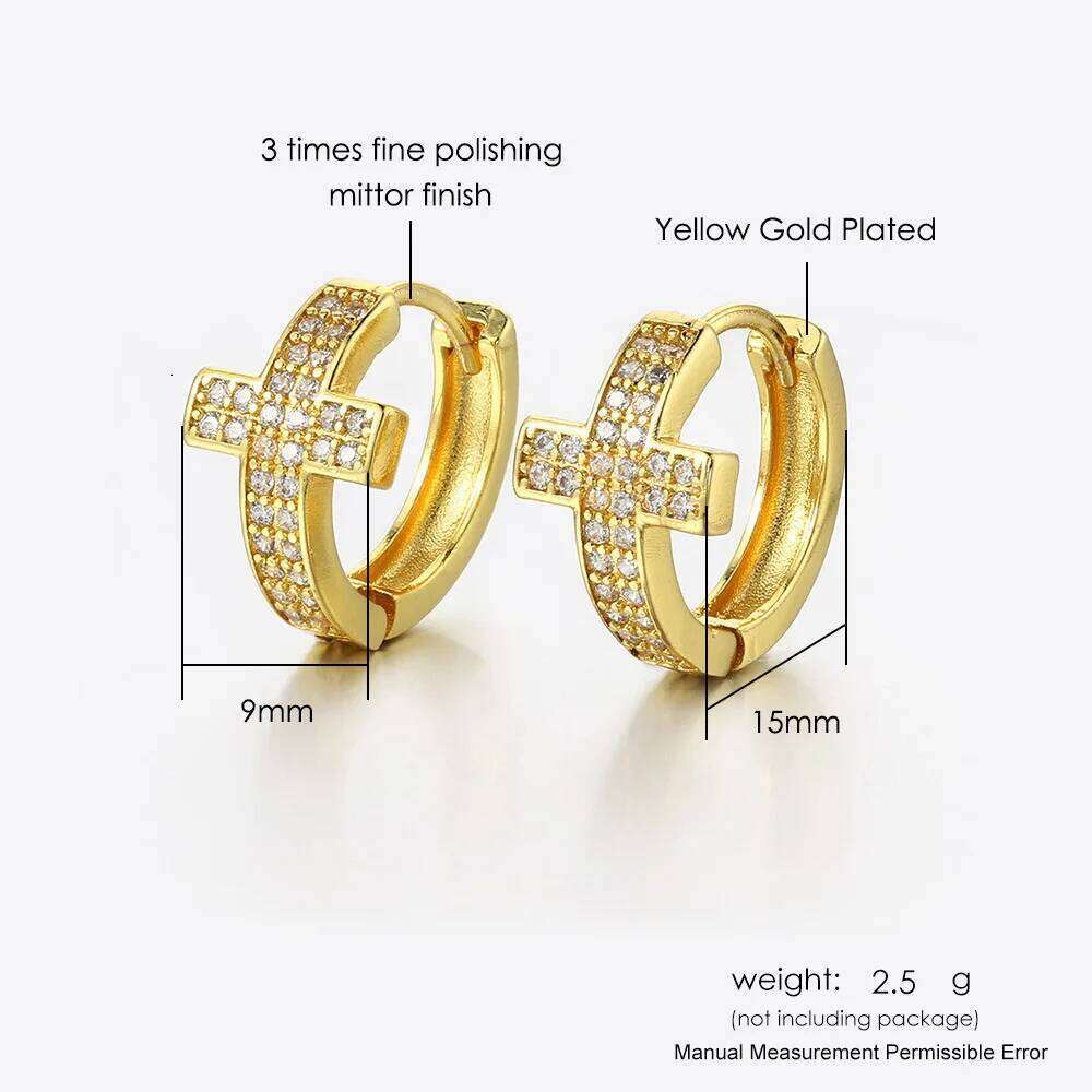 ZAKOL Punk Rock Zircon Cross Small Hoop Earrings New Trendy Tiny Circle Cartilage Ear Buckle Piercing Jewelry for Women Men