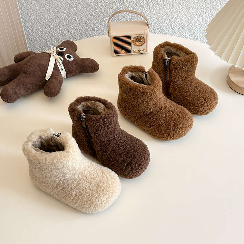 Korean Style Girls' Furry 2025 Winter Warm Children's Snow Niche Cute Fleece-Lined Short Baby Cotton Boots