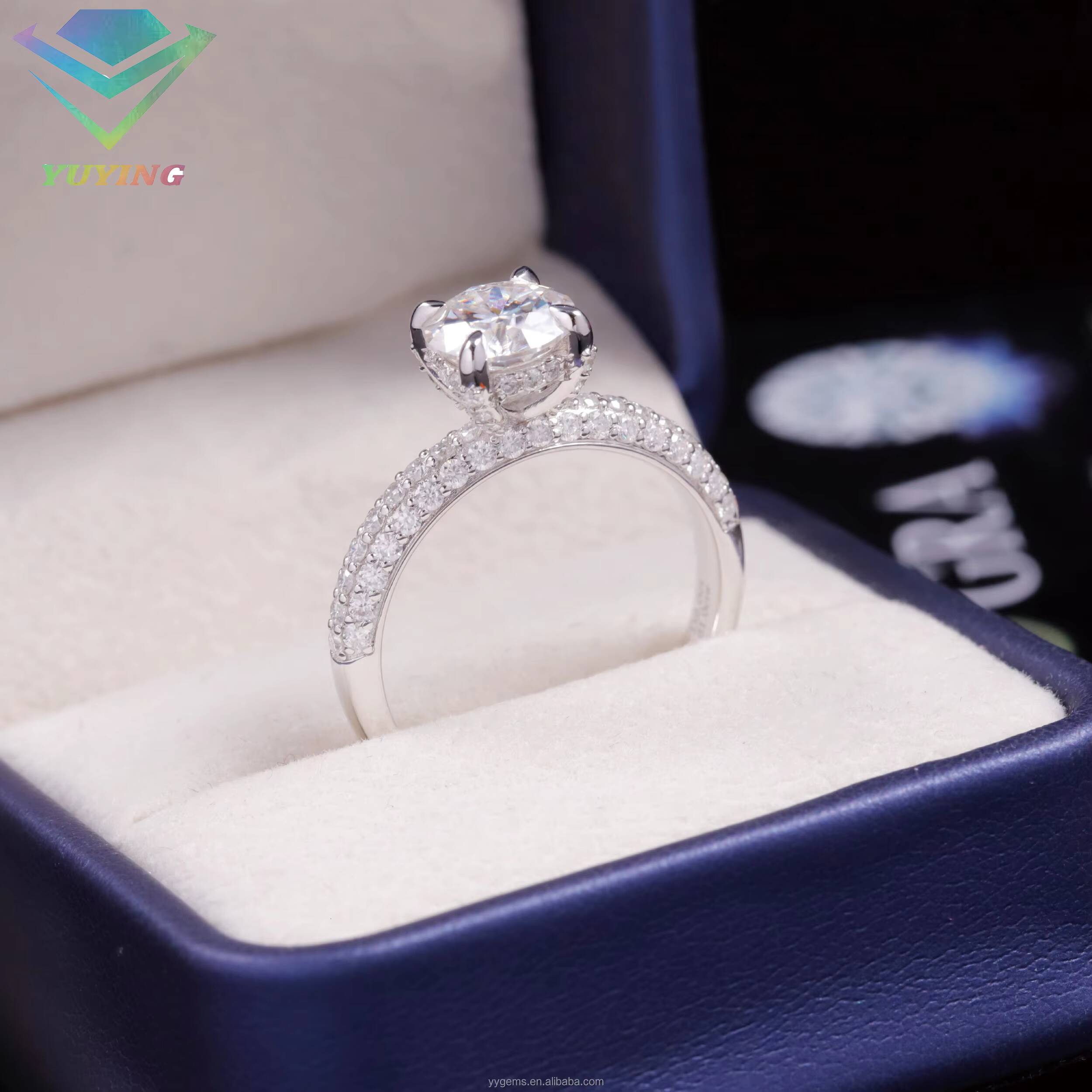 14K Gold 1CT Round Cut VVS Clarity Lab CVD Diamond Wedding Engagement Ring for Women Moissanite Rings