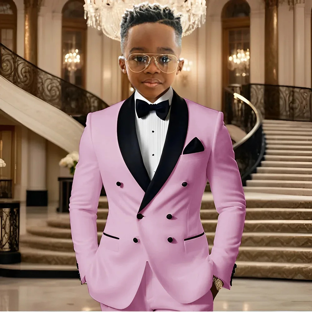 Boy Suits for Wedding Tuxedos with Black Shawl Lapel Double Breasted Mint Kids Wear Two Pieces Slim Flit Prom Party Blazer 251218