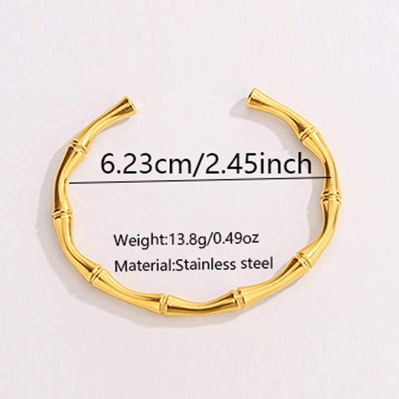 Bracelet For Women European and American High-End Simple Versatile Bracelet, 18K Gold Plated Oil Drop Bamboo Knot Stainless Steel Jewelry