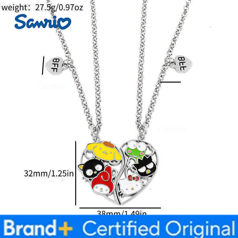 Sanrio 2pcs Hello Kitty BFF Necklace Anime Accessories Kawaii Family Pendant Cartoon Heart Pendant Best Friend Jewelry Set H251229