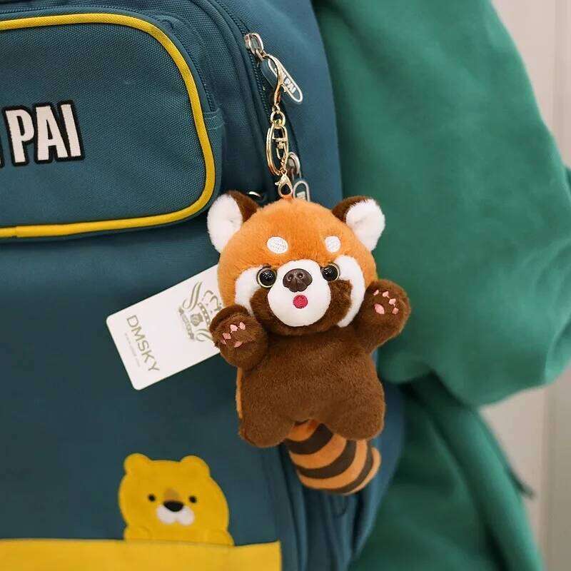 ZAKOL Cute Cartoon Little Raccoon Doll Keychain Red Panda Plush Toy Bag Backpack Pendant Decoration Gift for Girls Wholesale