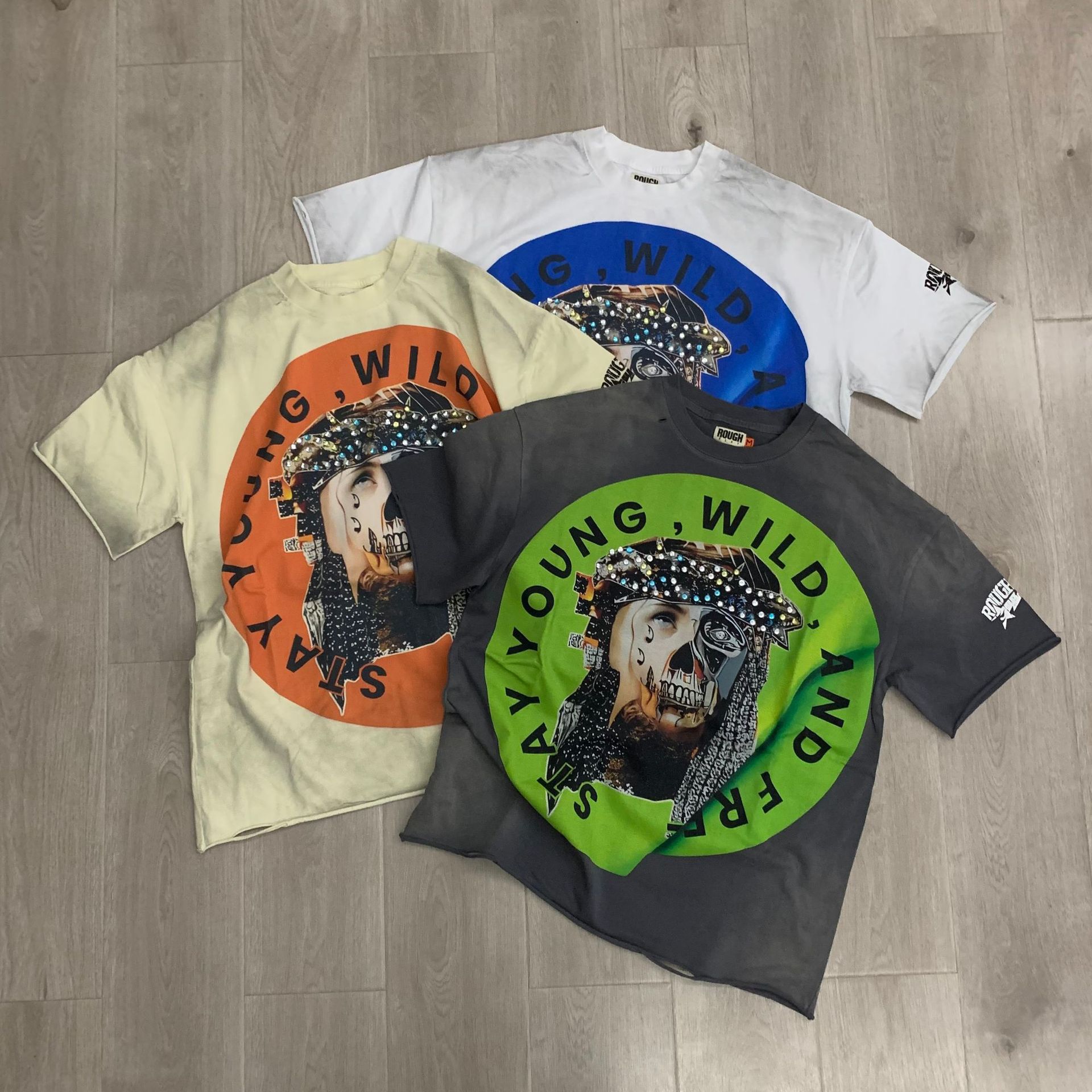 Men's T-Shirts Real Pictures High Quality Roughplay T Shirt All-match Men Women Hip-hop Streetwear Short Sleeve Tee Rock Youth Washed Series For 