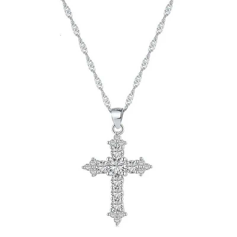 Womens Cute Silver Zircon Cross Pendant Necklace Thin Chain Party Jewelry Birthday Gift for Girls Y251227