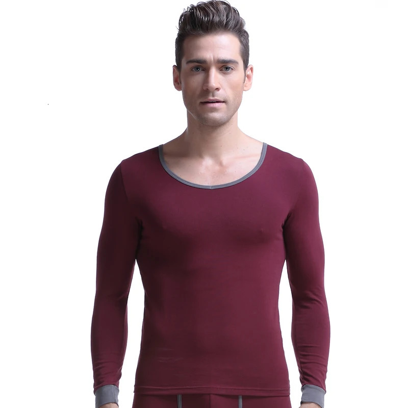 1pc Mens basic underwear single top cotton sweater thin warm large Vneck autumn slimfit long sleeve base shirt 251225