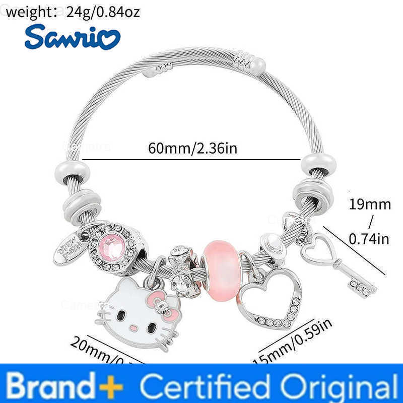 Sanrio Charms Bracelet Luxury Hello Kitty Beads Bangle for Women DIY Bracelet for Girl Fashion Accessories Girlfriend Gifts H251229
