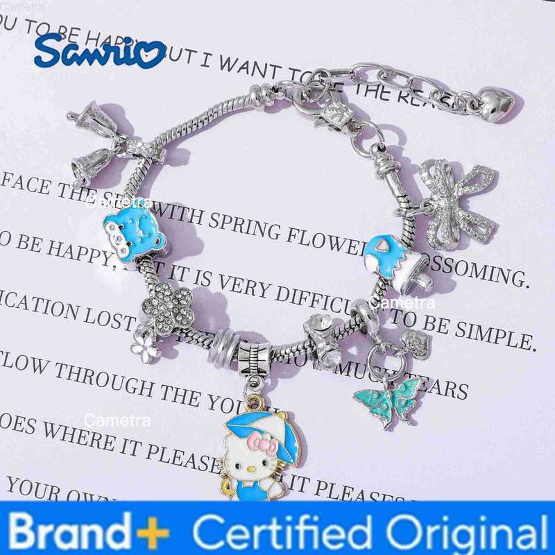 Sanrio Hello Kitty Cartoon Figure Creative Bracelet Exquisite Fashion Bow DIY Pendant Bangle for Girls Birthday Gift H251229