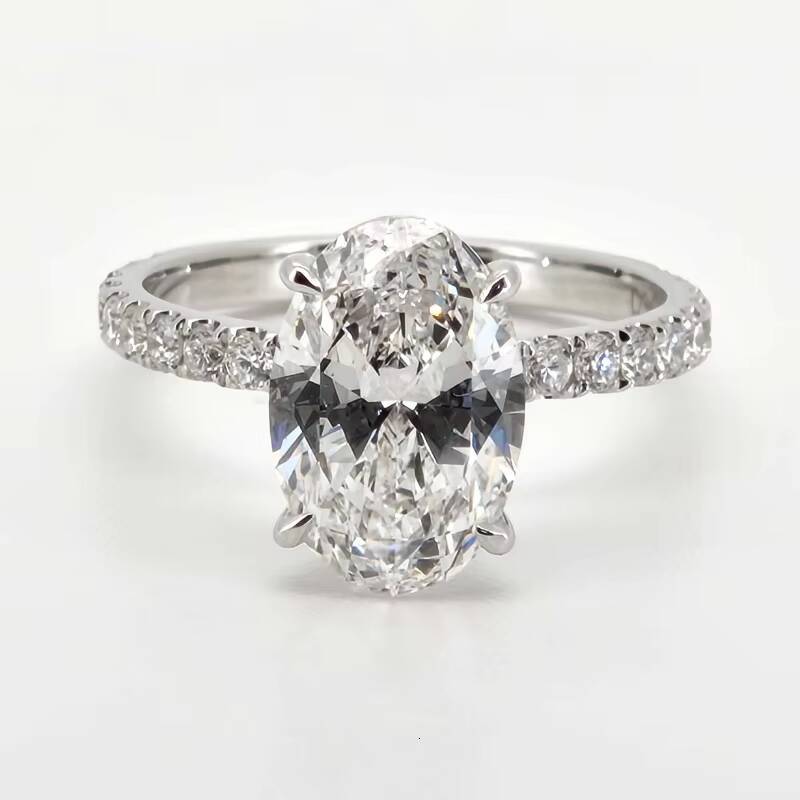 Factory Oval Cut Engagement Ring S925 Sterling Silver Moissanite Rings GRA Certified Moissanite Ring