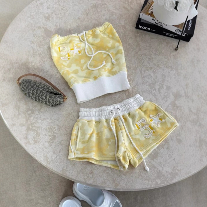 Women's Tracksuits Y2K Two-piece Embroidered Set Shorts Cover Strapless Blouse Cute Matching 2000s Tops Emo