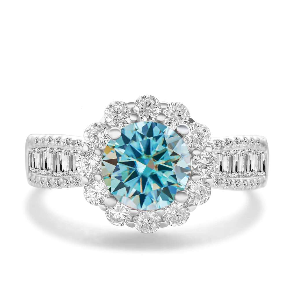 Real 925 Sterling Silver 2ct Round D Color Moissanite Engagement Ring for Women Promise Finger Rings Wedding Fine Jewelry Gift 462