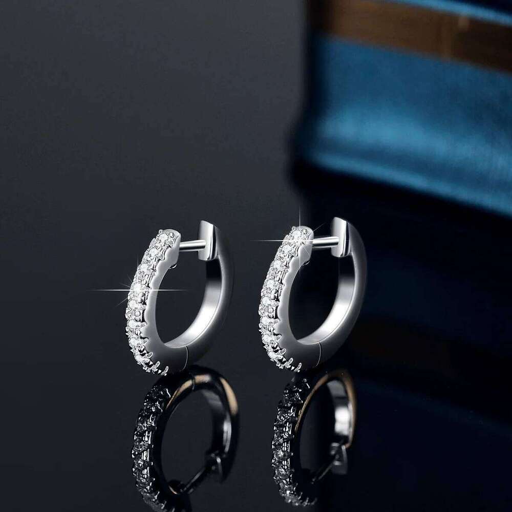 D Color Moissanite Hoop Earring 925 Sterling Silver Plated with 18k Gold Earrings for Women Party Wedding Jewelry Wholesale b00