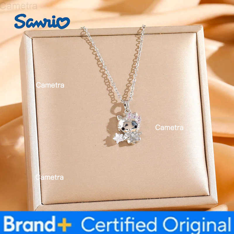 Sanrio Cute Hello Kitty Angle with Zircon Star Pendant Necklaces for Women Girls Gold Silver Color Stainless Steel Chain Jewelry H2512291