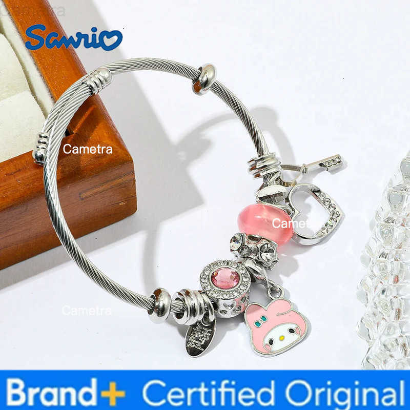 Sanrio Kawaii Cartoon Hello Kitty My Melody Pendant Rhinestone Zircon Bead Bracelet for Girls Jewelry Party Gift H251229