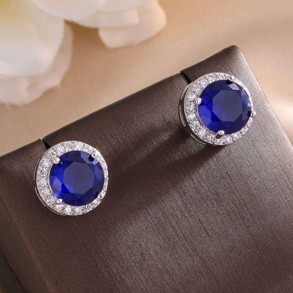 ZAKOL Classic Simple Round Zircon Stud Earrings for Women Men Shiny Blue Yellow AAA CZ Earring Exquisite Jewelry Gift Wholesale