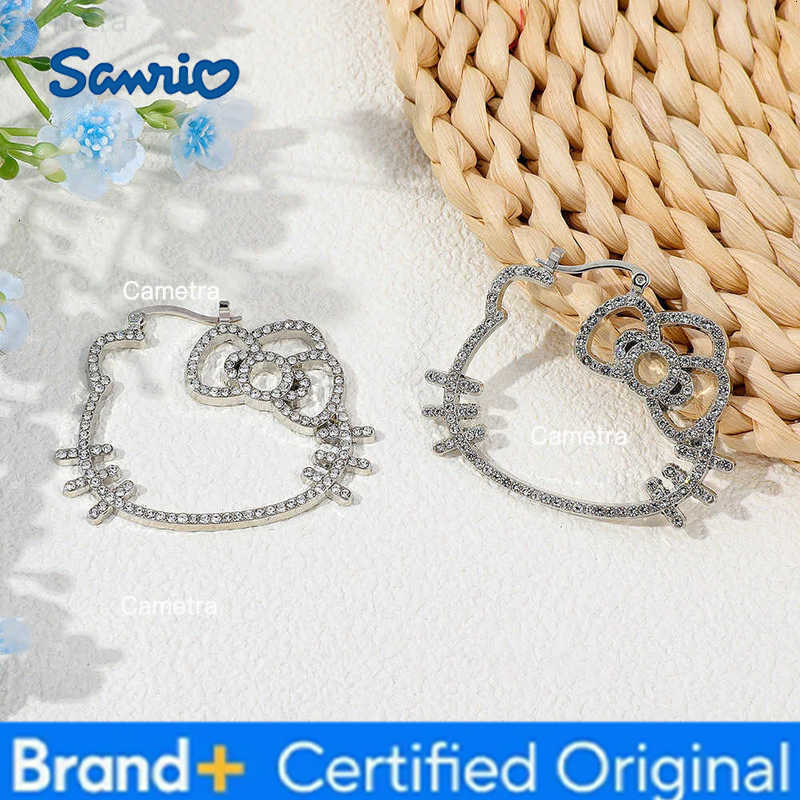 Sanrio Y2K HelloKitty Hollow Rhinestone Earrings Sweet Cute Fashion Girls Gifts Creative Trendy Jewelry H251229