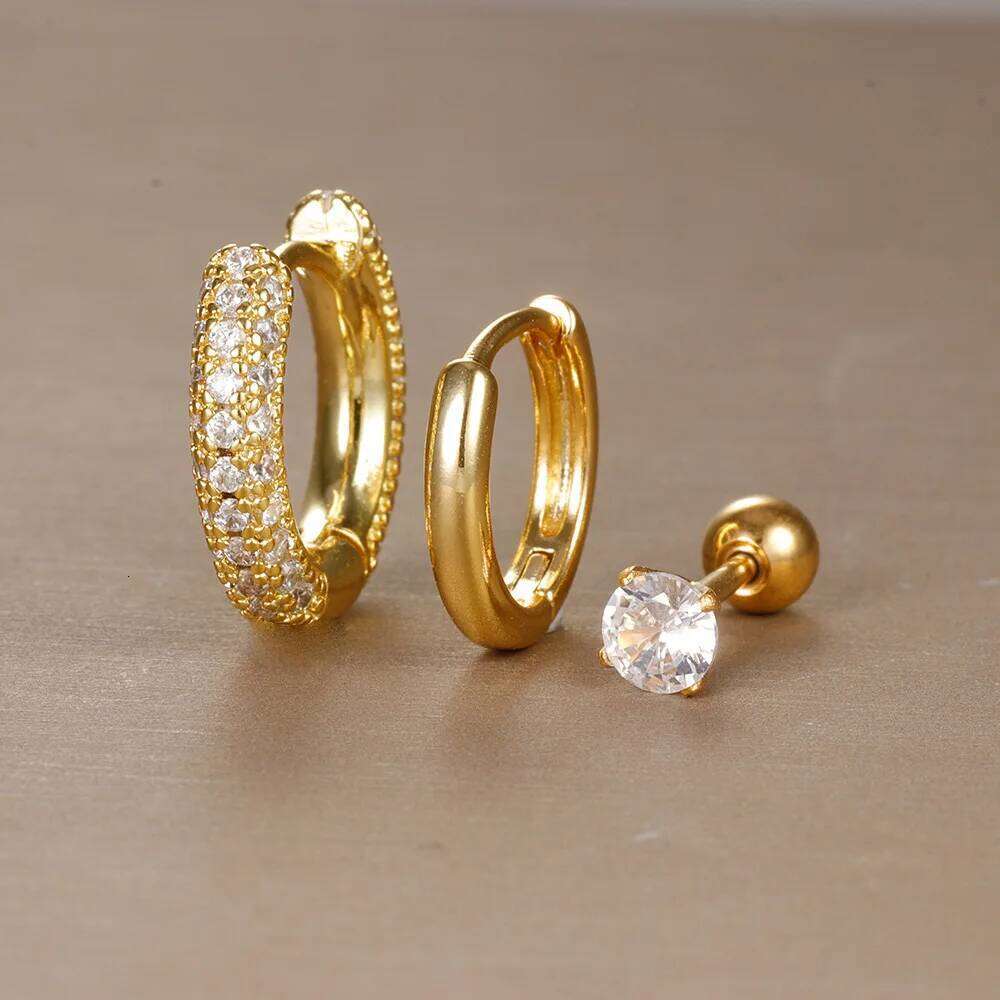 ZAKOL 3PCS New Trendy Round Circle Hoop Earrings Set for Women Tiny Cartilage Piercing Earring Jewelry aretes de mujer