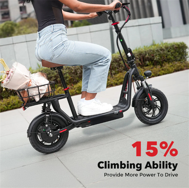 EU Warehouse iScooter i12 500W Electric Scooter 15.6 MPH Max Range 21 Miles Peak 500W Motor 36V 7.5 AH Electric Scooter With Seat & Carry Basket