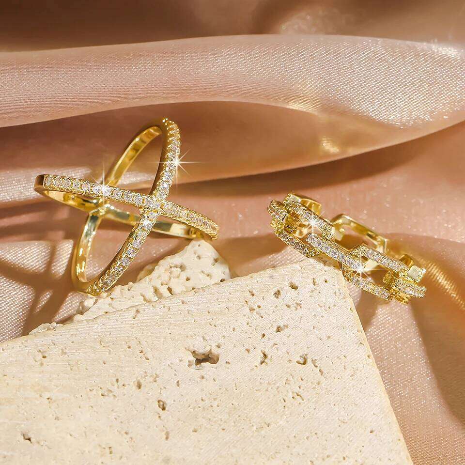 ZAKOL Shiny Cubic Zirconia Engagement Wedding Rings for Women 2Pcs/Set Exquisite Couple Ring Hypoallergenic Jewelry Gift