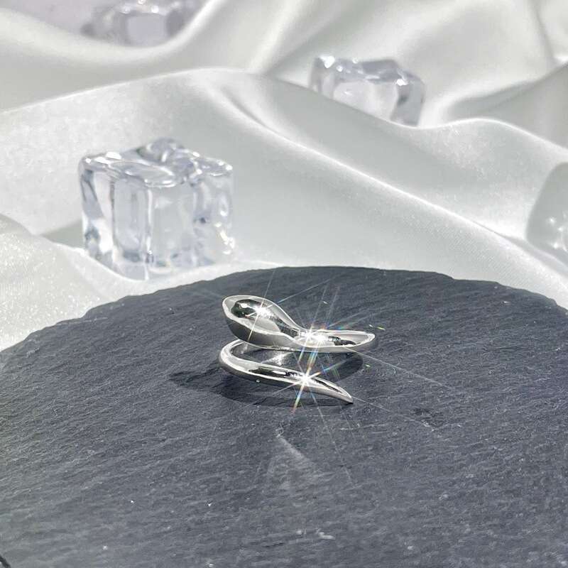 Punk Trendy Cool Snake-Shaped Open Unisex Hip-Hop Fashion Personality Index Finger Minimalist Style Temperament Ring