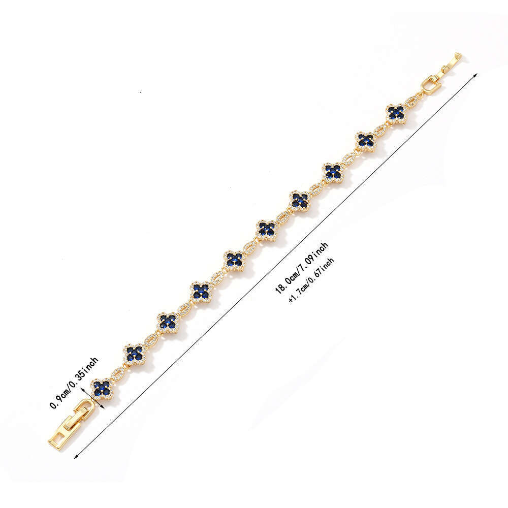 Bracelet For Women Hip-Hop Full Four-Leaf Clover Bracelet, Dopamine Design Fashion Trend 5A Zirconia Colorful Hand Jewelry