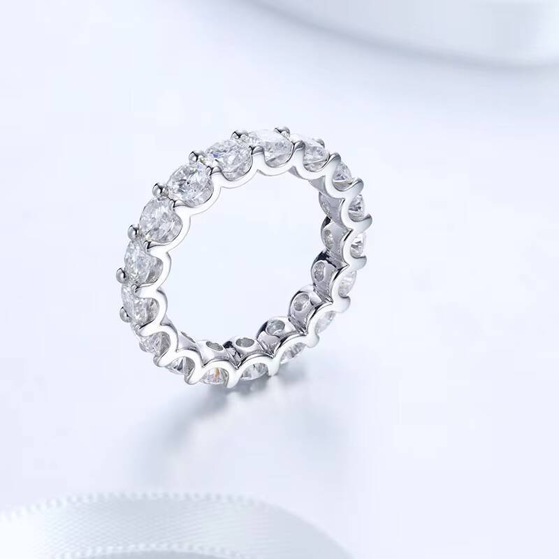 Iced Out Moissanite Wedding Ring Men 3mm 4mm 5mm Round VVS GRA Certified S925 Silver Eternity Band Ring Moissanite Ring