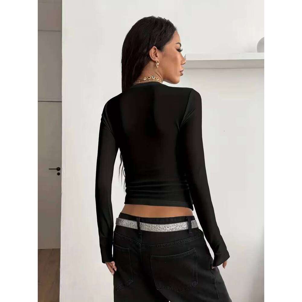 Ladies' Spring/Summer Retro Style Music Road Printed Long Sleeve T-Shirt ZHE HAN