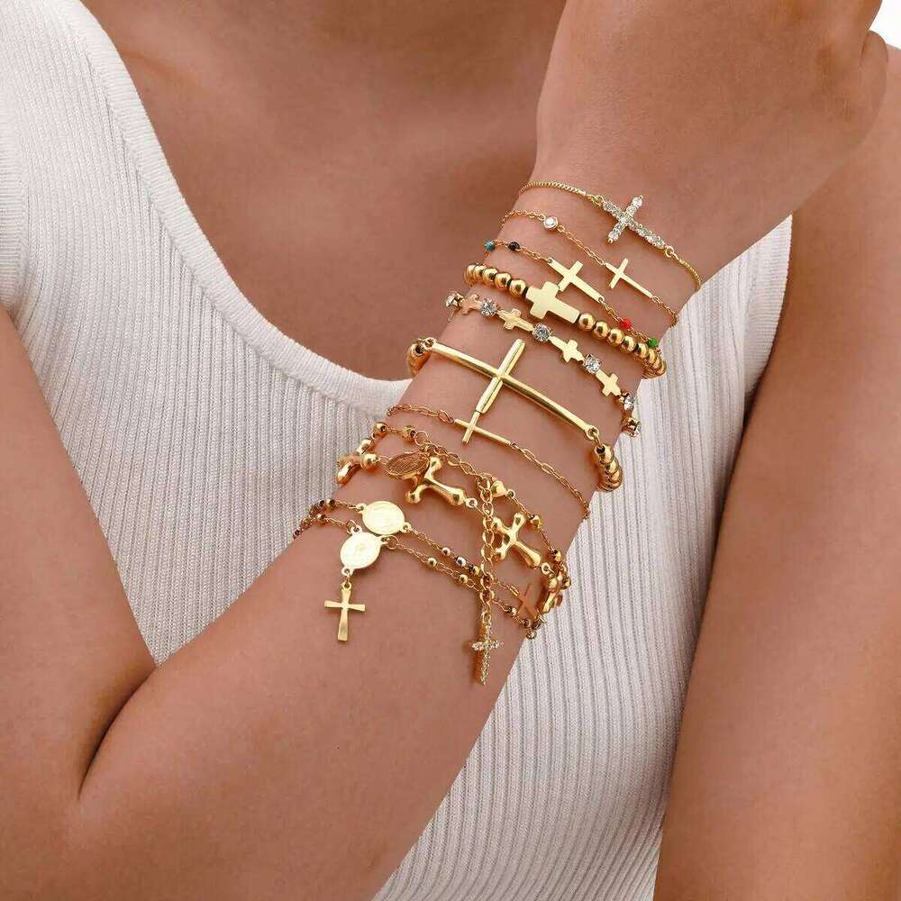 316L Stainless Steel Cross Bracelet for Women, Fashion Adjustable Chain Religious Christian Jewelry 25H1229