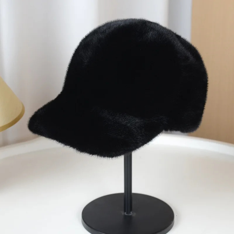 Fashion Solid Color Fluffy Faux Fur Baseball Hat Outdoor for Womens Luxury Thick Thickened Cap Men Winter Warm Hats 251225