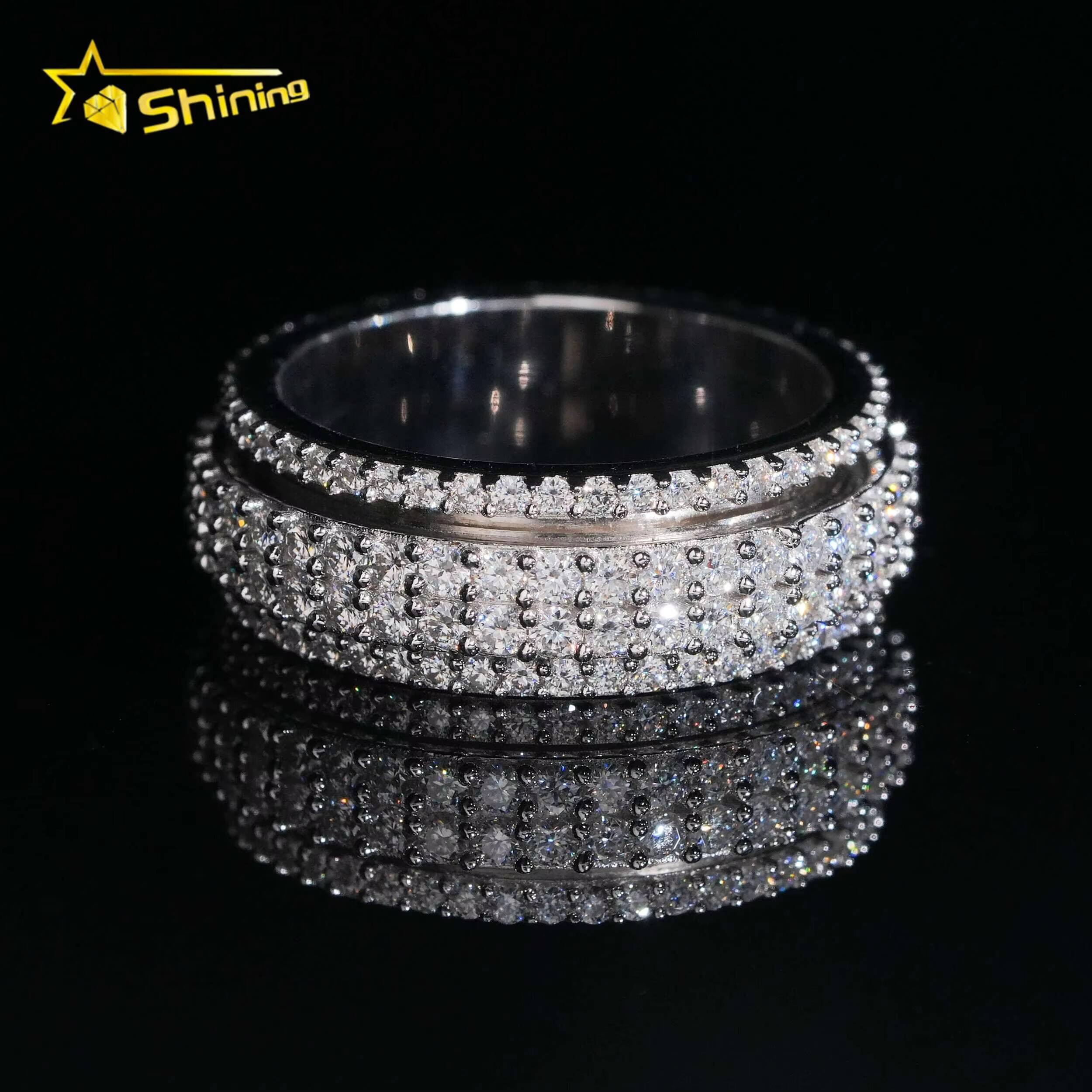 Iced Out Fine Man Jewelry Engagement Rings 925 Silver D VVS Moissanite Diamond Eternity Band Ring Daily Wear