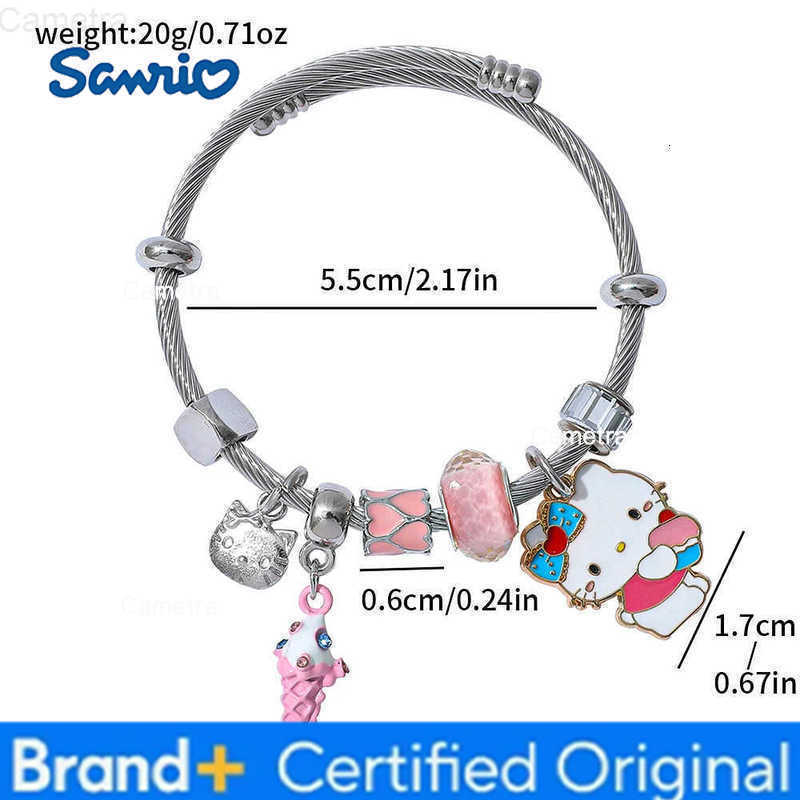 Sanrio Hello Kitty Ice Cream Themed Bracelet Cartoon Cute KT Cat Bangle Birthday Jewelry Accessory Gift for Children H251229