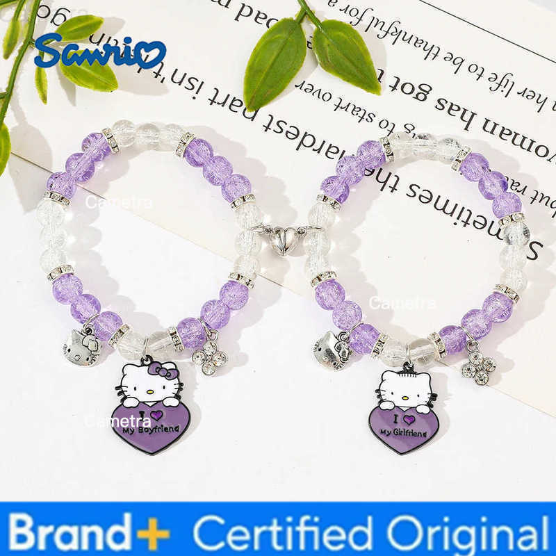 Sanrio Cartoon Cute Hello Kitty Bracelet Purple Exquisite Hello Kitty Bangle For Women Men Couple Jewelry Gifts H251229