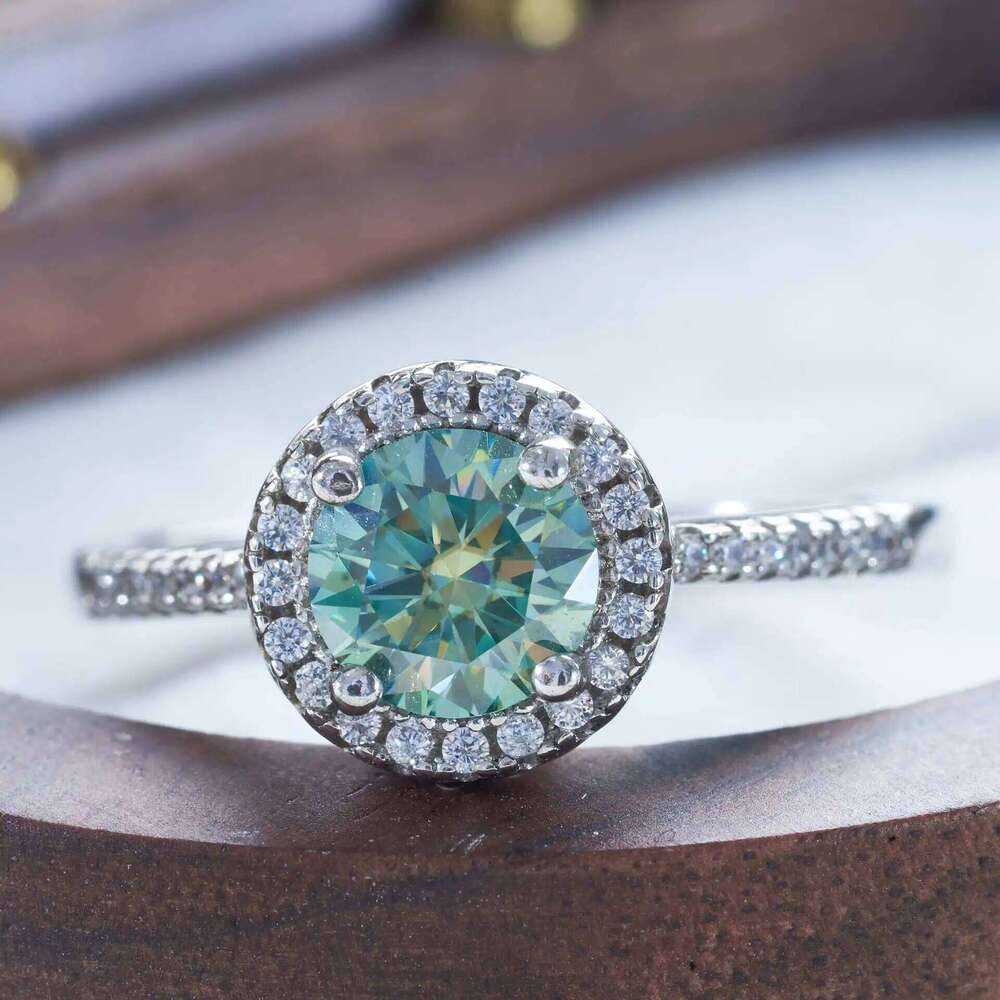 Classical Women's 925 Sterling Silver Ring With Real Moissanite 1ct 6.5mm D Color Round Shaped Luxury Wedding fine Jewelry gift 8ec