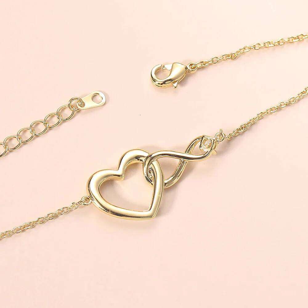 Heart Bracelet for Women Crystal Infinite Love Aesthetic Korean Gold Color Chain Bangles Wedding Accessories Bride Jewelry H058 25H1229