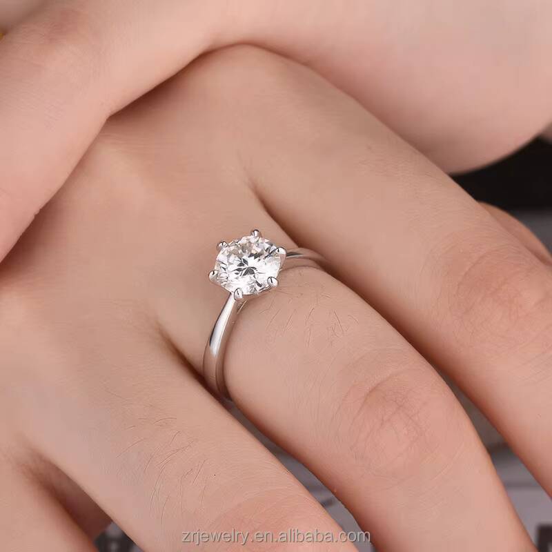 Classic Igi Certified Diamond Lab Grown 14K Pure Gold Rings Round Six Claws Lab Grown Diamond Engagement Ring