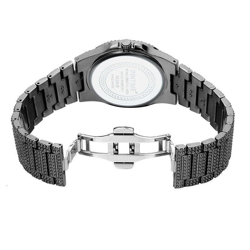 Full Diamond Watch Calendar Quartz Watch Steel Strip Couple Watch