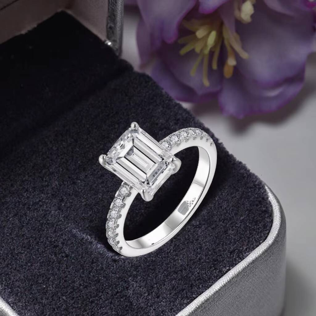 4ct Womens Luxury Marriage 14 Gold Rings Engagement Custom Eternity Cuban Vvs Moissanite Ring