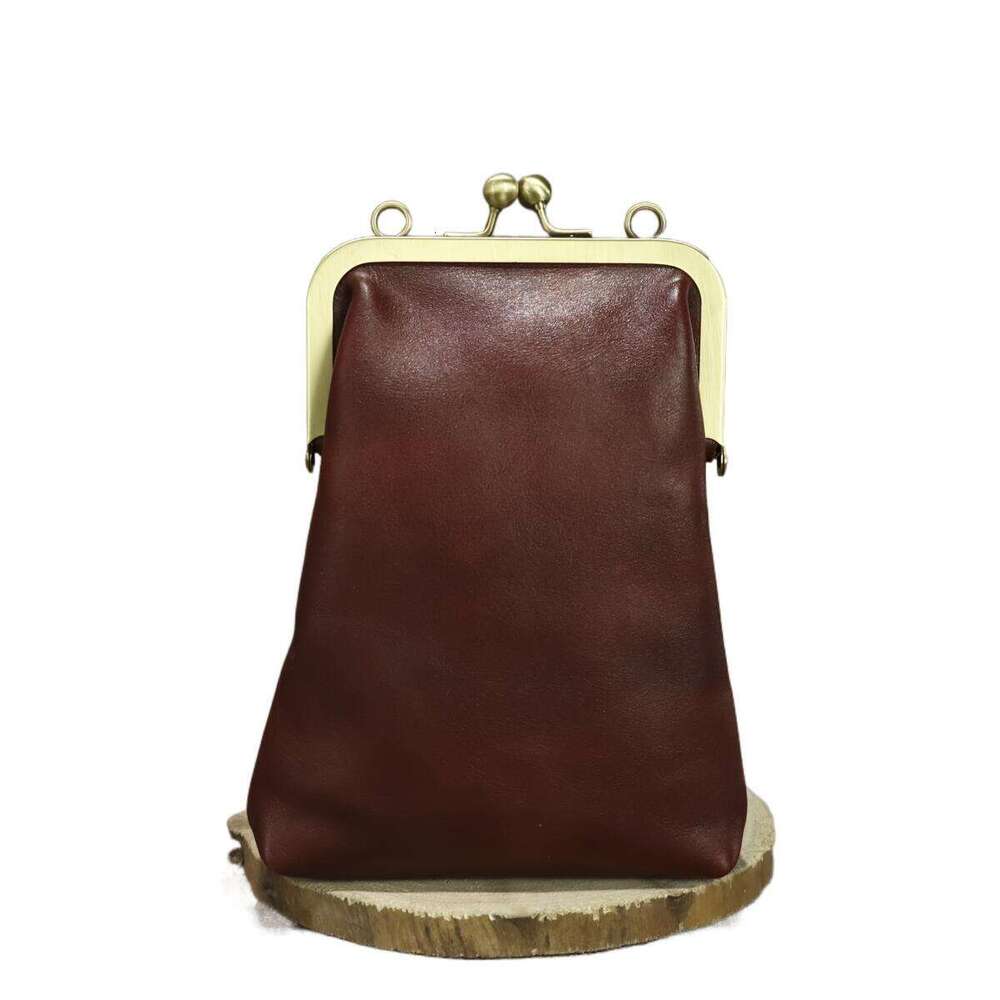 JINXIANGGUO Genuine Leather Handcrafted Purse Can Hold Iphone Coin Change Keys Card Fashionable New Multi Functional Kiss Single Shoulderdetachable Ad