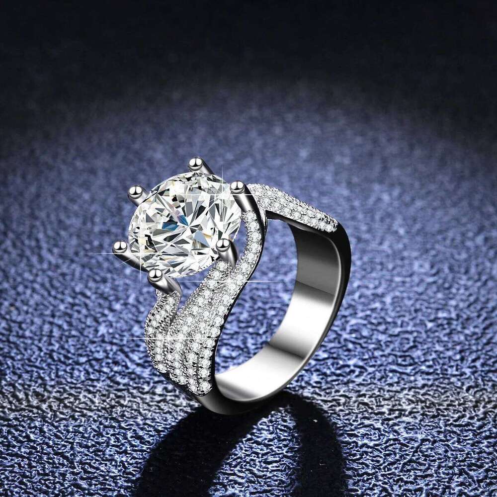 5CT Moissanite Ring 925 Sterling Silver Plated with 18K White Gold Diamond Engagement Promise Wedding Band For Women 42b