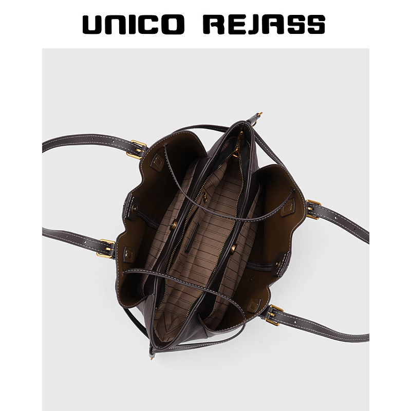 UNICO REJASS Fashion Trend Large Capacity Tote Bag Women New 2026s Collection Versatile Commuter Minimalist Shoulder Handbag Ebony Free Shipping